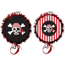 PINATA RONDE THEME PIRATE A TAPER OU A TIRER
