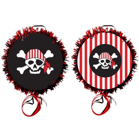 PINATA RONDE THEME PIRATE A TAPER OU A TIRER
