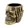 POT TETE DE MORT OR HALLOWEEN 16CM X 18.5CM HT