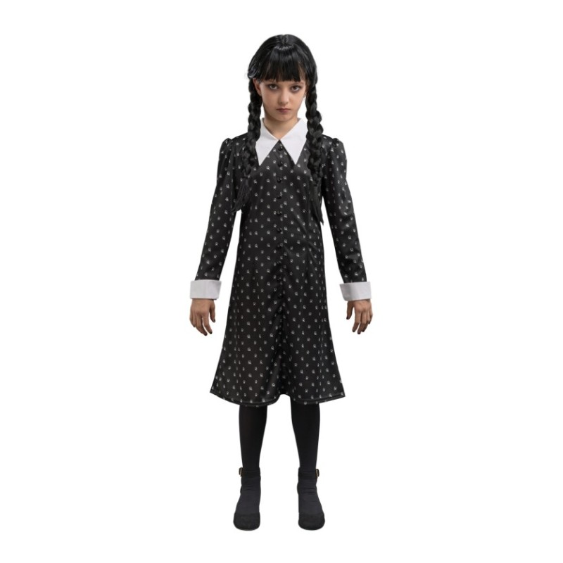 DEGUISEMENT FILLE MERCREDI ADDAMS ROBE NOIRE A MOTIFS TAILLE 164 DEGUISEMENT FILLE MERCREDI ADDAMS ROBE NOIRE A MOTIFS TAILLE 164