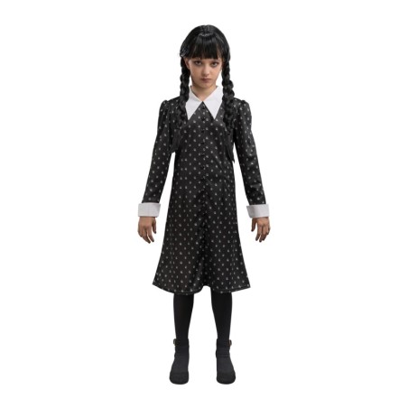 DEGUISEMENT FILLE MERCREDI  ADDAMS ROBE NOIRE A MOTIFS TAILLE 164