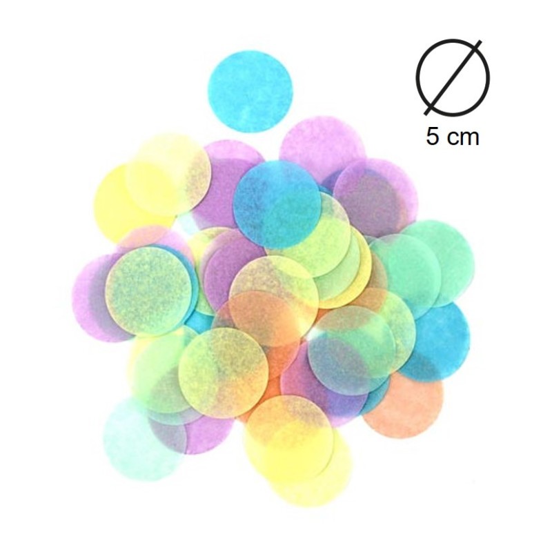 CONFETTIS RONDS PASTEL MULTICOLORES 5 CM