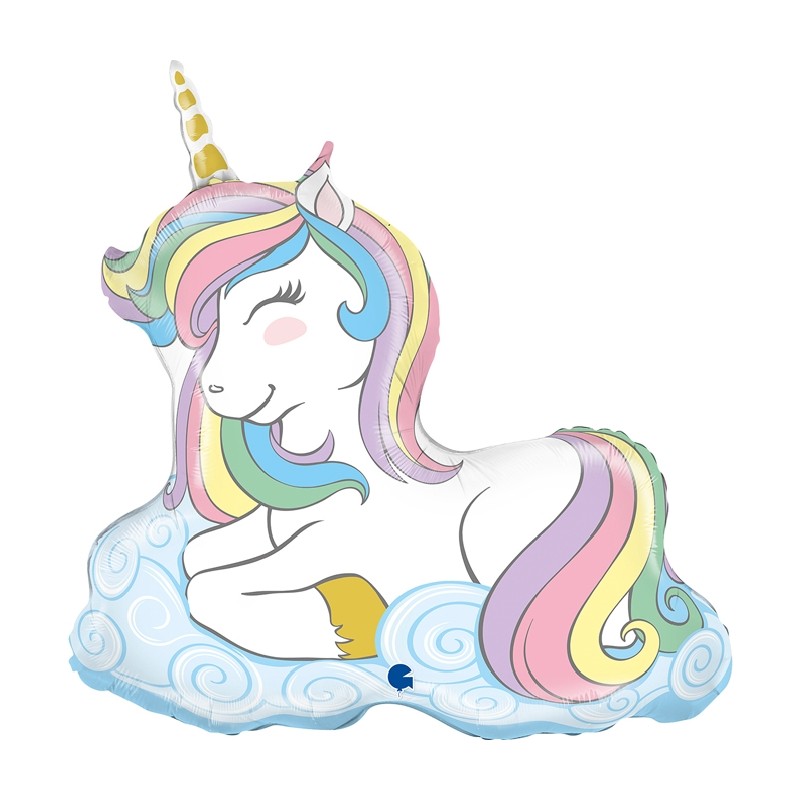 BALLON METALLIQUE  LICORNE PASTEL 86 CM