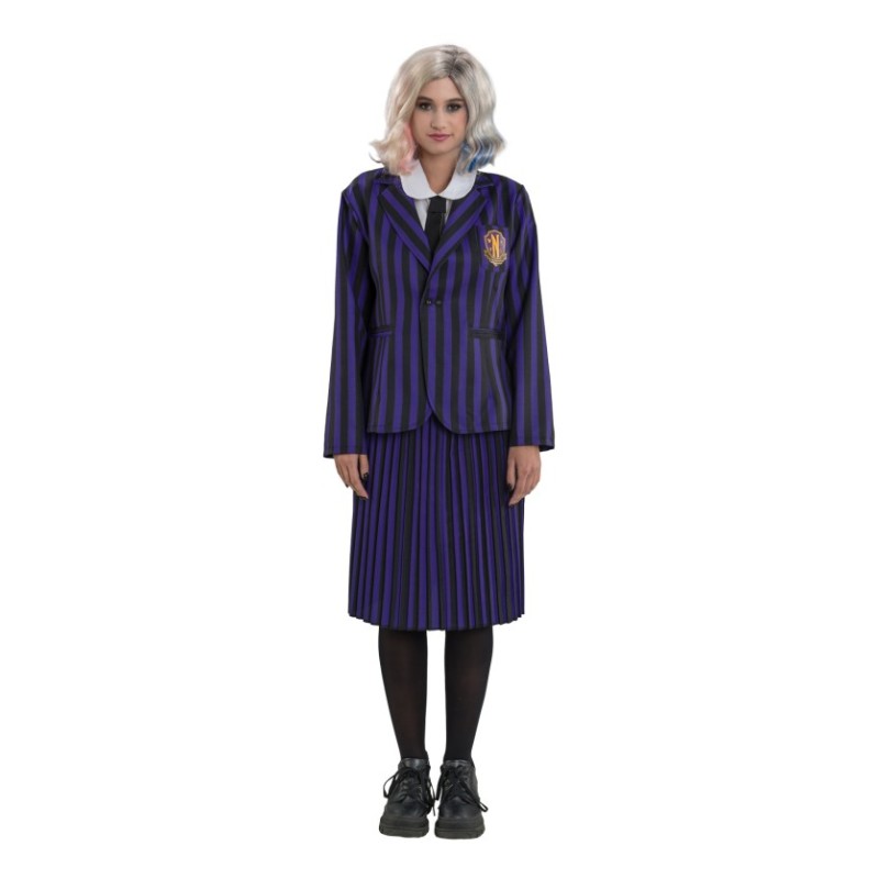 DEGUISEMENT MERCREDI ADAM UNIFORME ECOLIERE VIOLET TAILLE S DEGUISEMENT MERCREDI ADAM UNIFORME ECOLIERE VIOLET TAILLE S