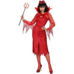 DEGUISEMENT HALLOWEEN FEMME DIABLESSE ROBE ROUGE TAILLE L 
