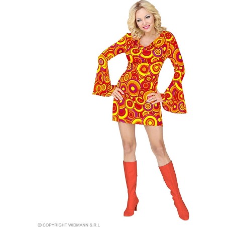 DEGUISEMENT FEMME ROBE GROOVY  70'S TAILLE S