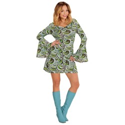 DEGUISEMENT FEMME ROBE 70'S BLEU ET VERTE TAILLE L