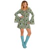 DEGUISEMENT FEMME ROBE 70'S BLEU ET VERTE TAILLE L