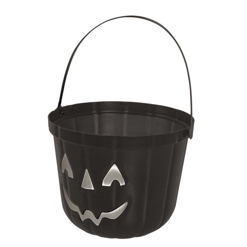 SEAU A BONBON NOIR CITROUILLE 20 CM SEAU A BONBON NOIR CITROUILLE 20 CM