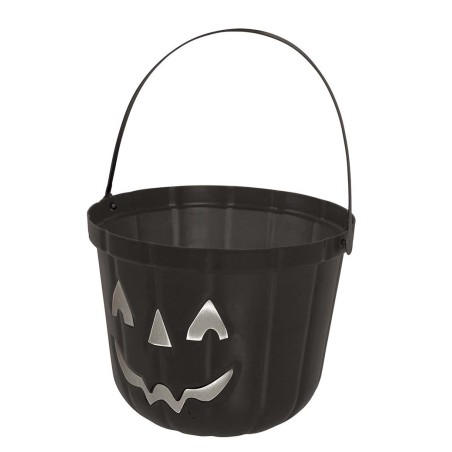 SEAU A BONBON NOIR CITROUILLE 20 CM