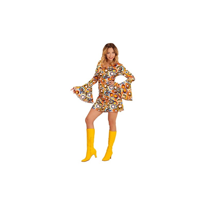 DEGUISEMENT FEMME ROBE ANNEE 70'S BUBBLE BLEU ET ORANGE TAILLE S DEGUISEMENT FEMME ROBE ANNEE 70'S BUBBLE BLEU ET ORANGE TAILLE S