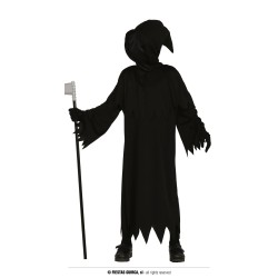 DEGUISEMENT FAUCHEUSE TUNIQUE A CAPUCHE NOIRE TAILLE 10-12 ANS