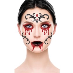 BIJOUX OU STRASS  GLITTER DE VISAGE VAMPIRESSE ROUGE NOIR