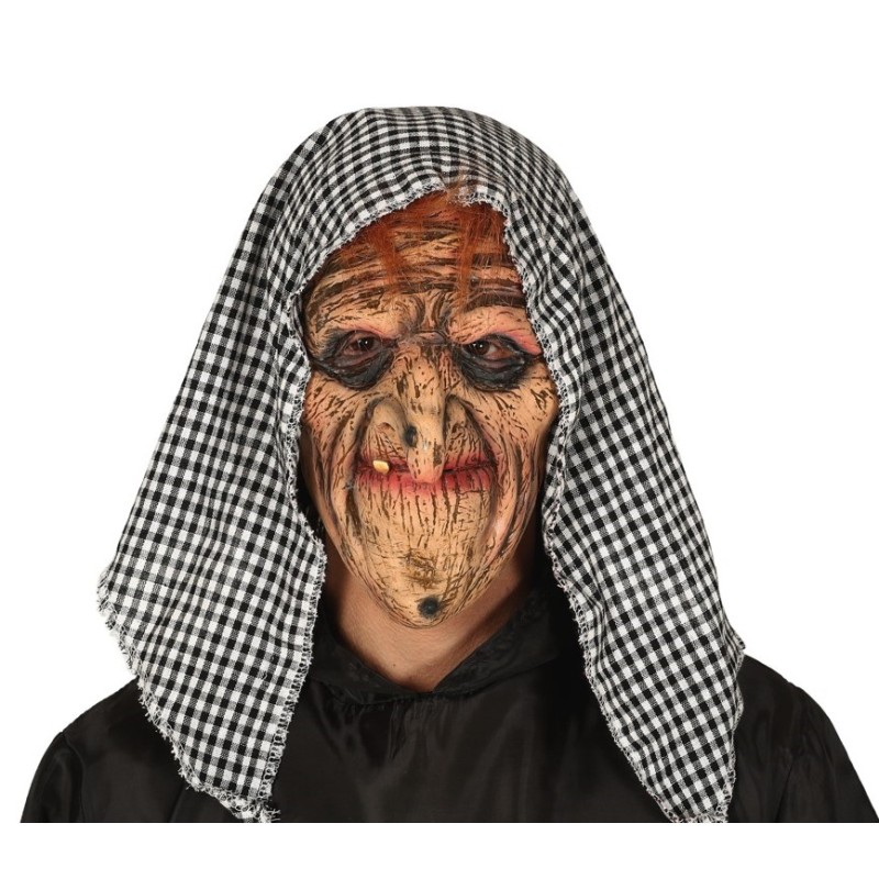 MASQUE DE SORCIERE AVEC FOULARD NOIR ET BLANC MASQUE DE SORCIERE AVEC FOULARD NOIR ET BLANC