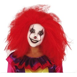 PERRUQUE MIXTE CLOWN  CHEVEUX CREPUS LONGS ROUGE