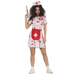 DEGUISEMENT HALLOWEEN  INFIRMIERE ZOMBIE ROUGE ET BLANC TAILLE M