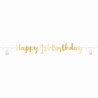 GUIRLANDE OU BANNER DECORATION 1 AN ROSE BLANC ET OR HAPPY 1ST BIRTHDAY