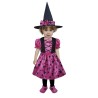 DEGUISEMENT HALLOWEEN  BEBE FILLE SORCIERE FUSHIA ET NOIR  12-18 MOIS