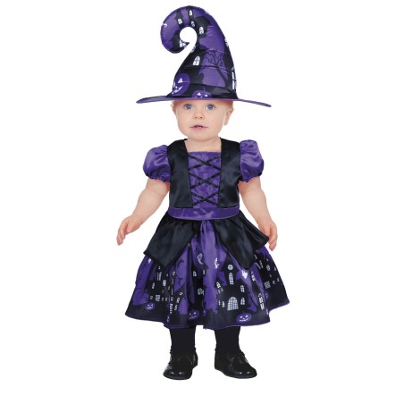 DEGUISEMENT HALLOWEEN  BEBE FILLE SORCIERE VIOLET ET NOIR  12-18  MOIS
