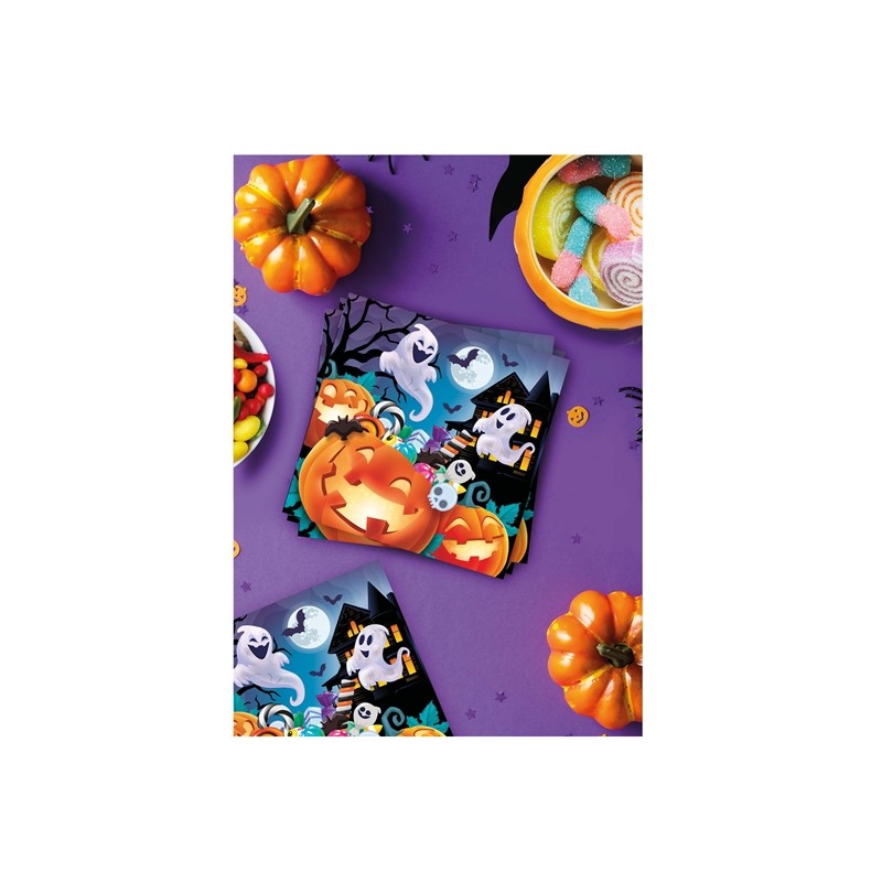 12 SERVIETTES HALLOWEEN CITROUILLES ET FANTOMES 33 X 33 CM 12 SERVIETTES HALLOWEEN CITROUILLES ET FANTOMES 33 X 33 CM