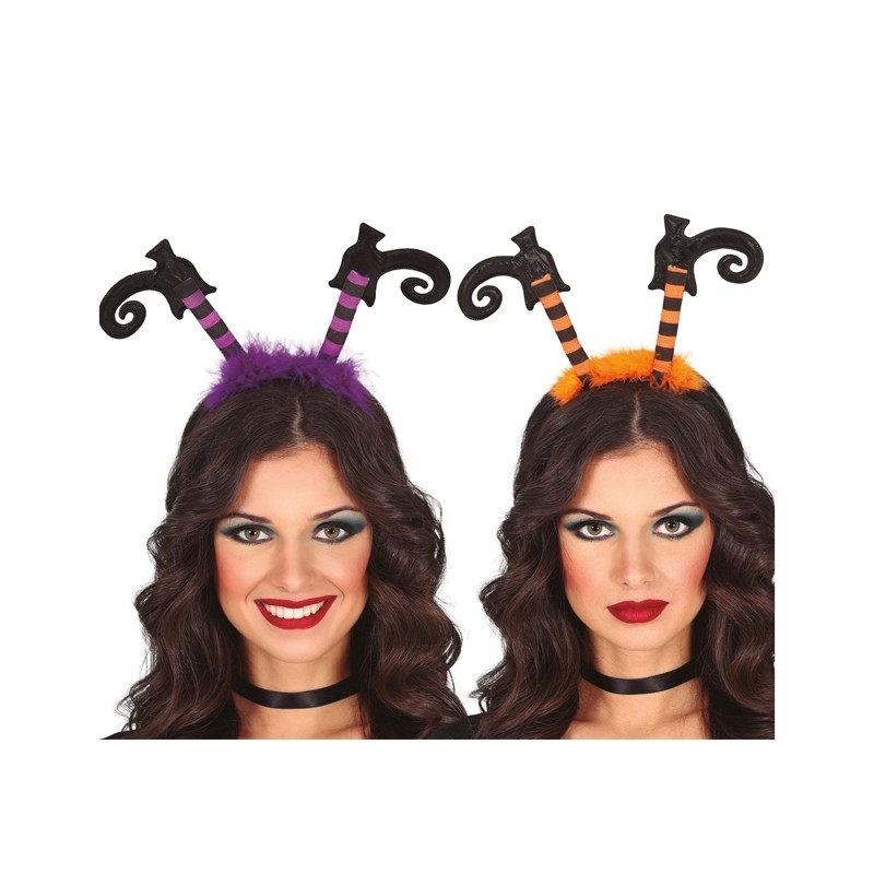 SERRE-TETE JAMBES DE SORCIERE ORANGE OU VIOLETTES HALLOWEEN SERRE-TETE JAMBES DE SORCIERE ORANGE OU VIOLETTES HALLOWEEN