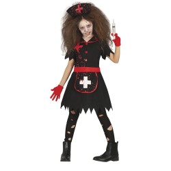 DEGUISEMENT INFIRMIERE ZOMBIE FILLE HALLOWEEN NOIR TAILLE 7-9 ANS