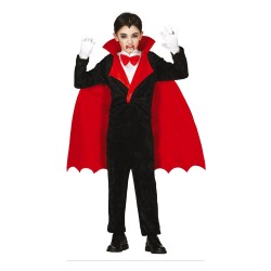 DEGUISEMENT HALLOWEEN GARCON VAMPIRE NOIR AVEC CAPE ROUGE  TAILLE 3-4 ANS 