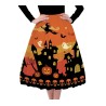 JUPE NOIR ET ORANGE CHATEAU HANTE ET SORCIERE ADULTE HALLOWEEN