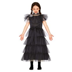 DEGUISEMENT FILLE MERCREDI FAMILLE ADDAMS ROBE DE BAL TAILLE 10-12 ANS