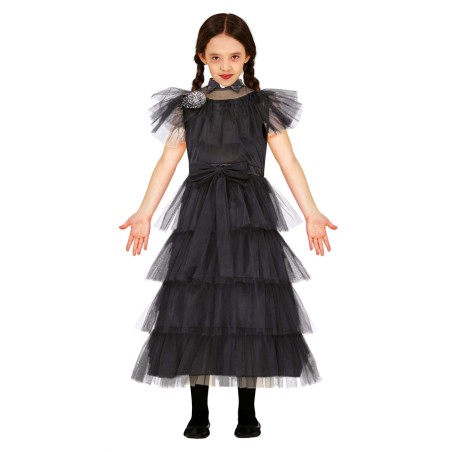 DEGUISEMENT FILLE MERCREDI FAMILLE ADDAMS ROBE DE BAL TAILLE 10-12 ANS
