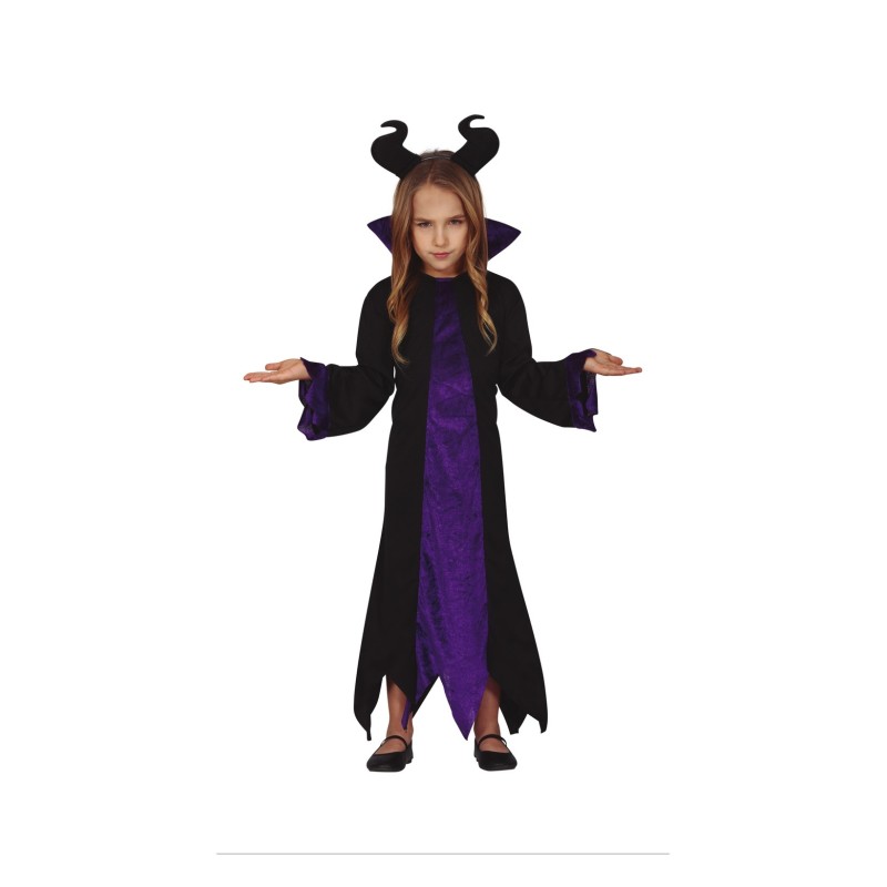 DEGUISEMENT HALLOWEEN FILLE ROBE NOIR ET VIOLET TAILLE 7-9 ANS 