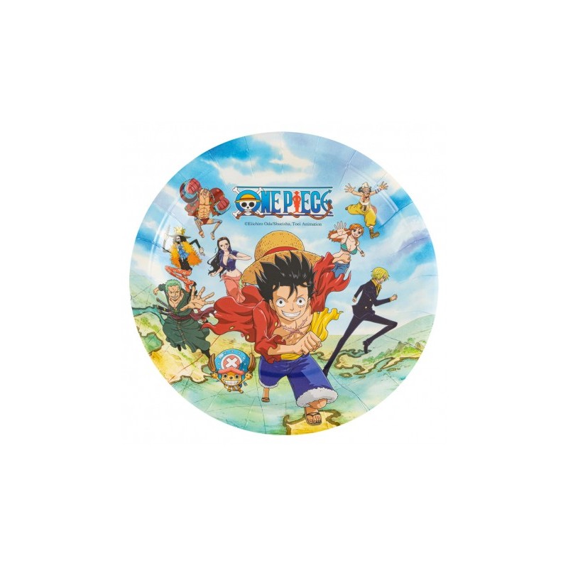 8 ASSIETTES EN CARTON COMPOSTABLE ONE PIECE LUFFY 23 CM 8 ASSIETTES EN CARTON COMPOSTABLE ONE PIECE LUFFY 23 CM