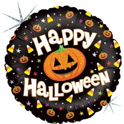 BALLON METALLIQUE HAPPY HALLOWEEN  CITROUILLE 46 CM 