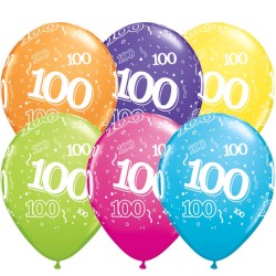 8 BALLONS BALLOONIA IMPRIMES TOUT AUTOUR 100 ANS MULTICOLORE