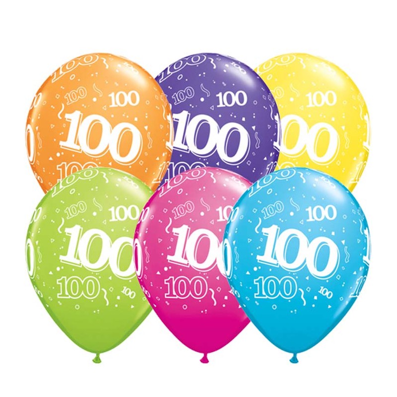 8 BALLONS BALLOONIA IMPRIMES TOUT AUTOUR 100 ANS MULTICOLORE