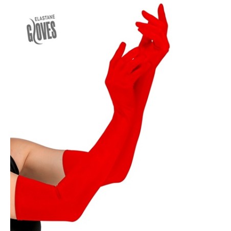 LONG GANTS ROUGE ELASTHANE 60 CM