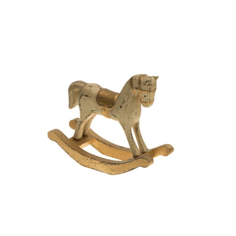 CHEVAL BOIS BASCULE VINTAGE BRUN-OR 22 CM X 6.5 CM X 26 CM CHEVAL BOIS BASCULE VINTAGE BRUN-OR 22 CM X 6.5 CM X 26 CM