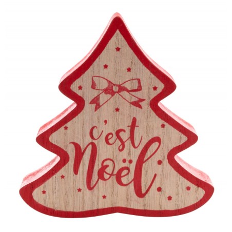 SAPIN BOIS C'EST NOEL 14 CM X 2 CM X 14.5 CM HT