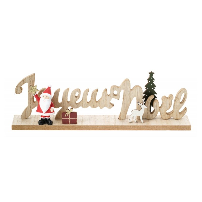 CENTRE DE TABLE BOIS JOYEUX NOEL HAPPY SANTA 29 CM X 5 CM X 9.5 CM CENTRE DE TABLE BOIS JOYEUX NOEL HAPPY SANTA 29 CM X 5 CM X 9.5 CM