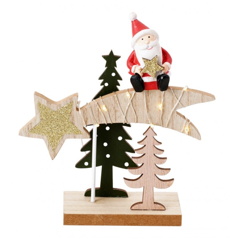 CENTRE DE TABLE BOIS ETOILE FILANTE HAPPY SANTA AV LEDS 14,5 CM X 5 CM X 15 CM CENTRE DE TABLE BOIS ETOILE FILANTE HAPPY SANTA AV LEDS 14,5 CM X 5 CM X 15 CM