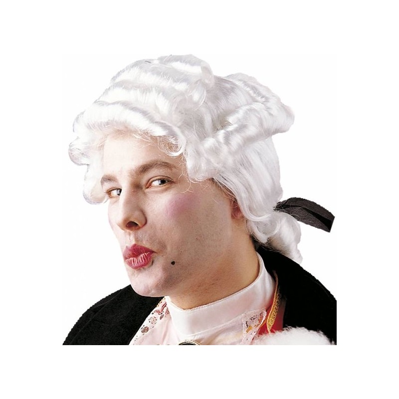 PERRUQUE HOMME CASANOVA MARQUIS QUEUE DE CHEVAL BLANCHE