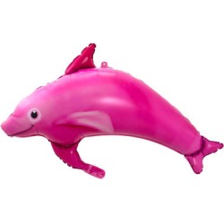 BALLON METALLIQUE DAUPHIN ROSE 99 X 70 CM