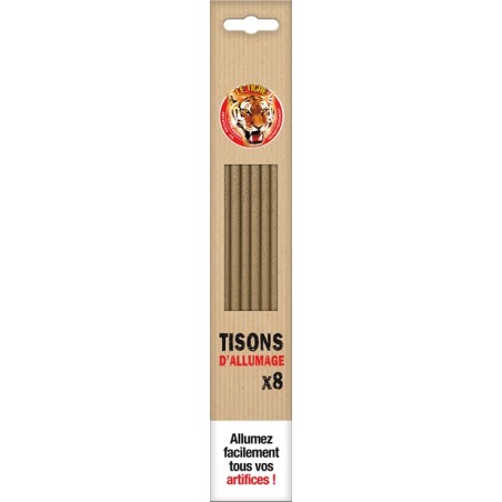 TISON D'ALLUMAGE FEU D'ARTIFICE X8