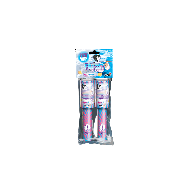 2 FUMIGENES A MAIN REVELATION DE SEXE DE BLANC A BLEU 