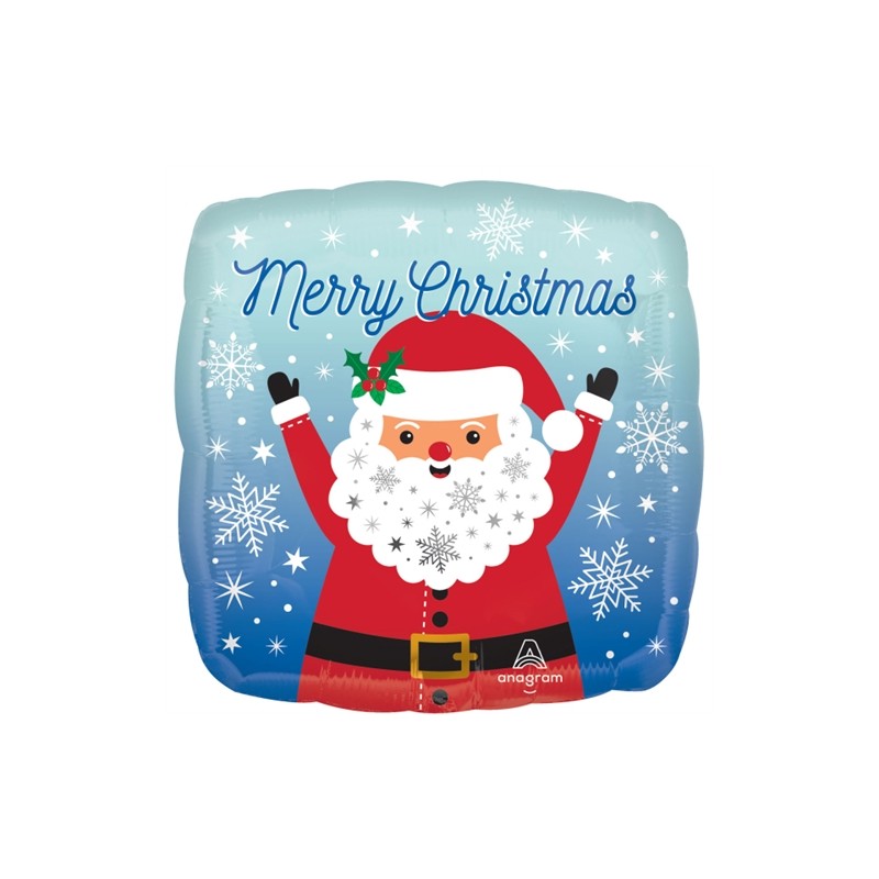 BALLON METALLIQUE CARREE MERRY CHRISTMAS PERE NOEL 43 CM BALLON METALLIQUE CARREE MERRY CHRISTMAS PERE NOEL 43 CM