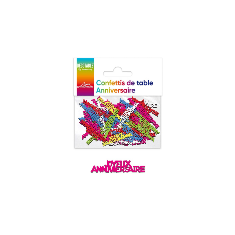 CONFETTIS DE TABLE JOYEUX ANNIVERSAIRE MULTICOLORE CONFETTIS DE TABLE JOYEUX ANNIVERSAIRE MULTICOLORE
