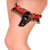JARRETIERE ROUGE ET NOIRE AVEC HOLSTER ET MINI PISTOLET