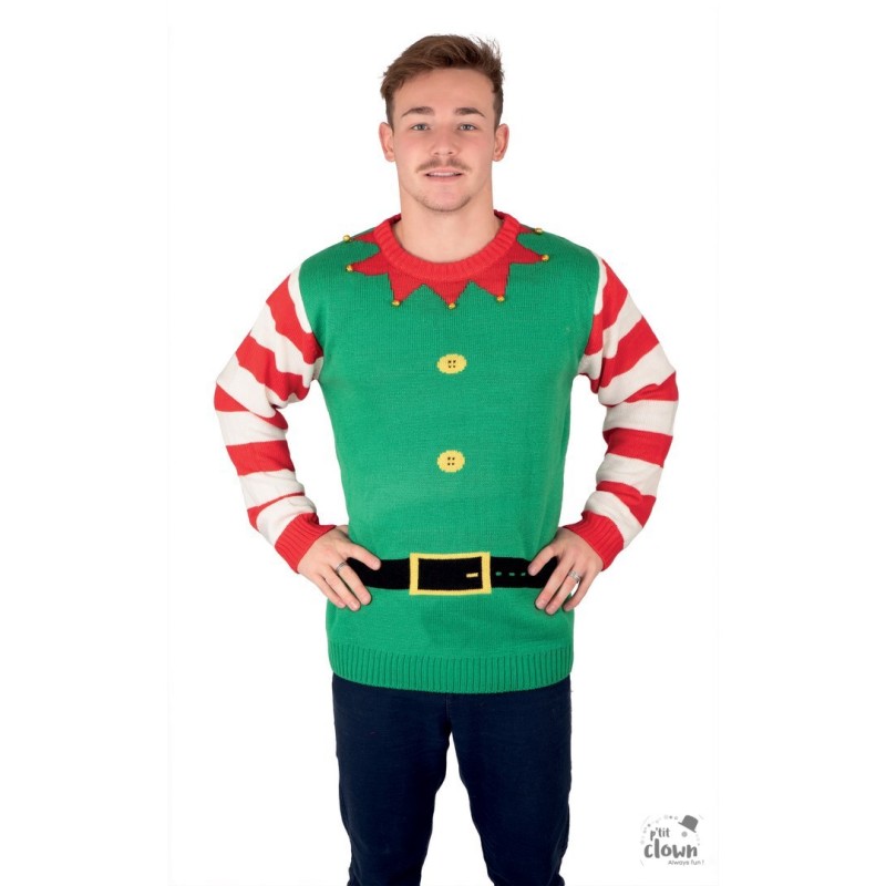 DEGUISEMENT PULL DE LUTIN DE NOEL ADULTE TAILLE XL DEGUISEMENT PULL DE LUTIN DE NOEL ADULTE TAILLE XL