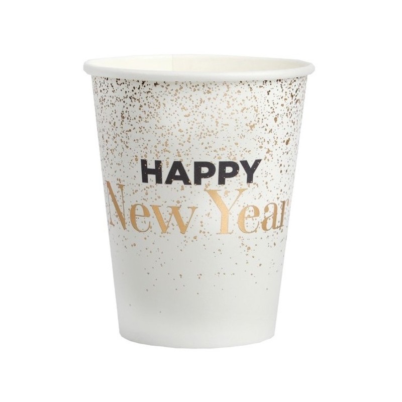 10 GOBELETS HAPPY NEW YEAR BLANC ET OR 10 GOBELETS HAPPY NEW YEAR BLANC ET OR