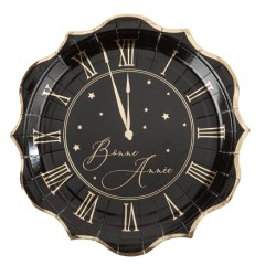 8 ASSIETTES  NOIR ET OR BONNE ANNEE 23 CM 
